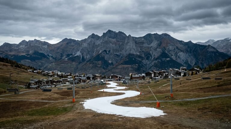 Le paradoxe de 2026 : des pistes maintenues artificiellement au milieu d'une nature qui se réchauffe.