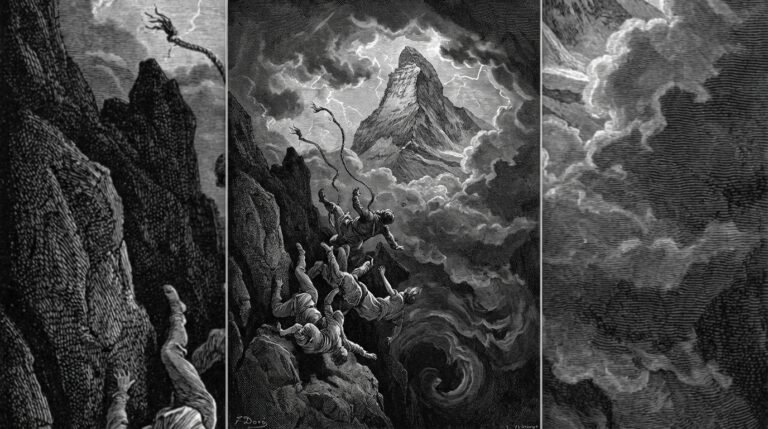 Portrait d'époque colorisé d'Edward Whymper, regard intense, habillé en tweed avec un piolet en bois à la main, devant un fond alpin.