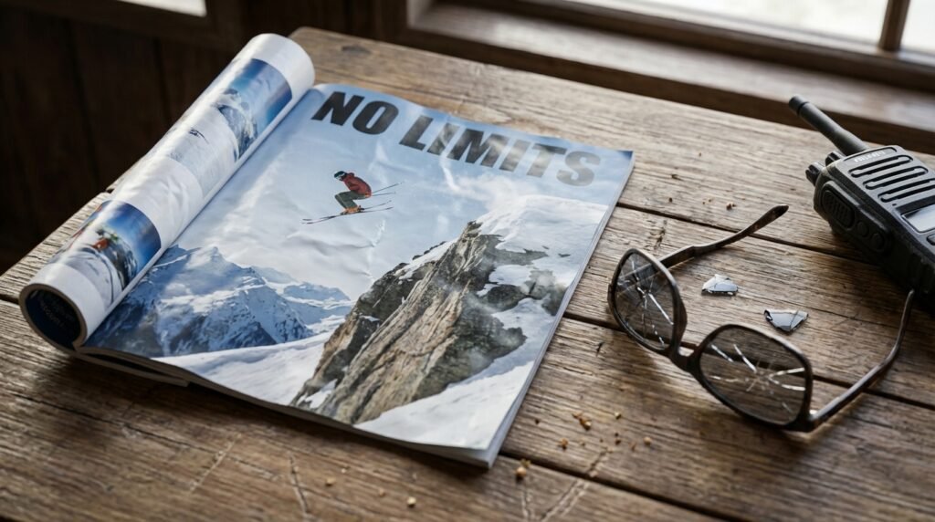 Publicité magazine ski freeride extrême.